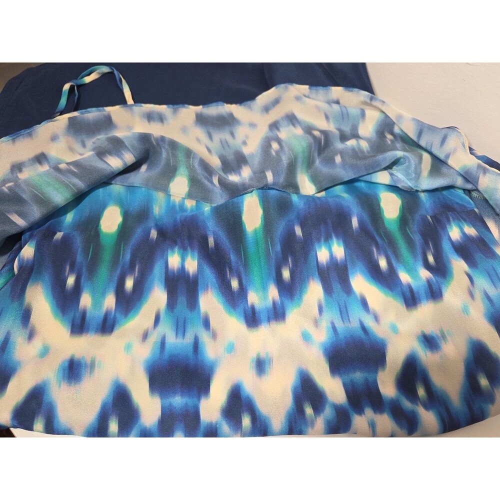 NEW WITH TAGS VIX PAULA HERMANNY 100% SILK BLUE WHITE COVER UP DRESS sz L RESORT - Picture 8 of 8